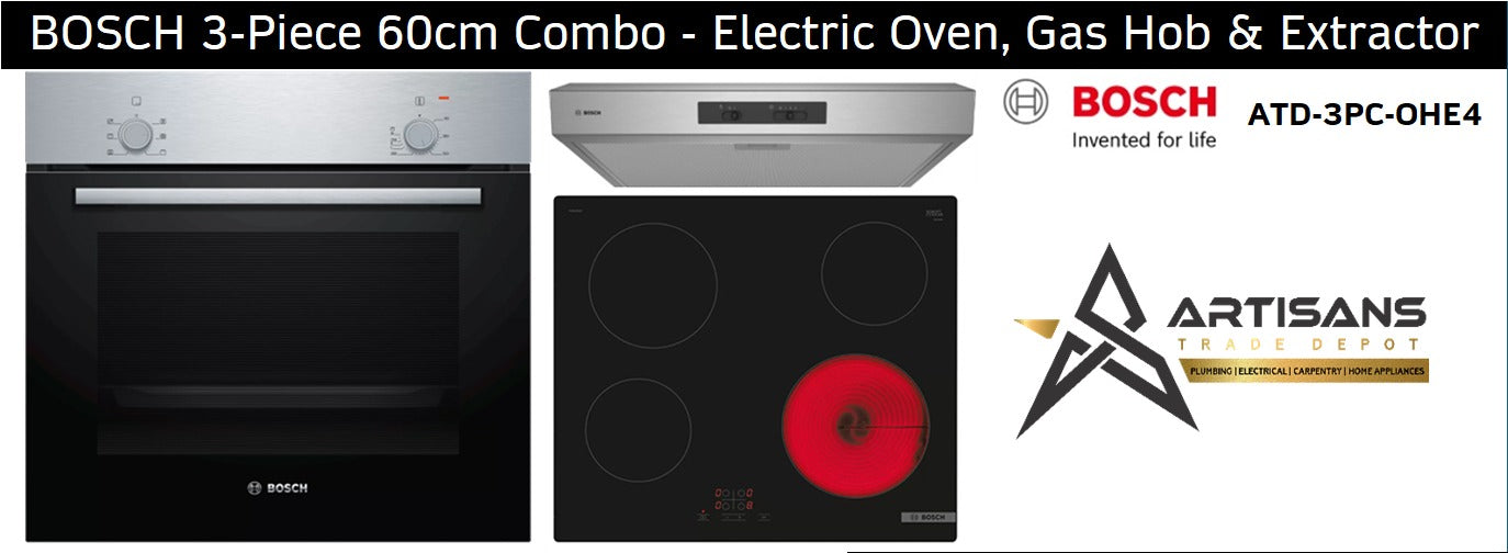 BOSCH Built-In 3-Piece Combo - Electric Oven, Electric Hob & Under-Cabinet Extractor