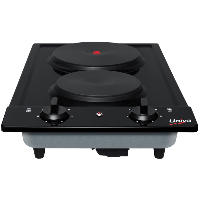 UNIVA UDH02B -  2 Plate 30cm Built-in Domino Electric Hob - Black