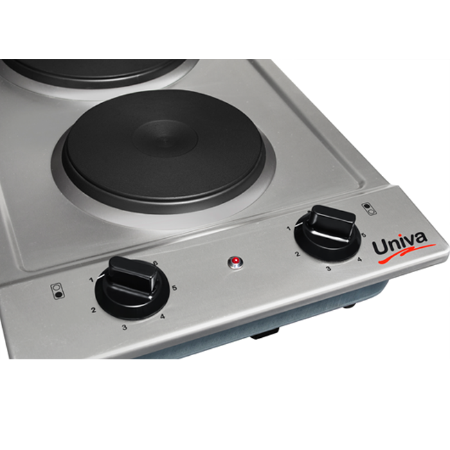 UNIVA UDH02S - 2 Plate 30cm Built-in Domino Electric Hob - Stainless Steel