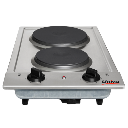 UNIVA UDH02S - 2 Plate 30cm Built-in Domino Electric Hob - Stainless Steel
