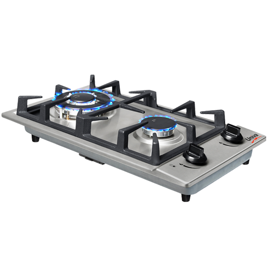UNIVA UGH02S - 2 Burner 30cm Built-in Domino Gas Hob - Stainless Steel