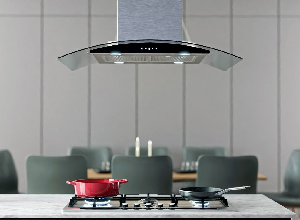 Falco 90CM Island Curved Glass Extractor - AR-90-809