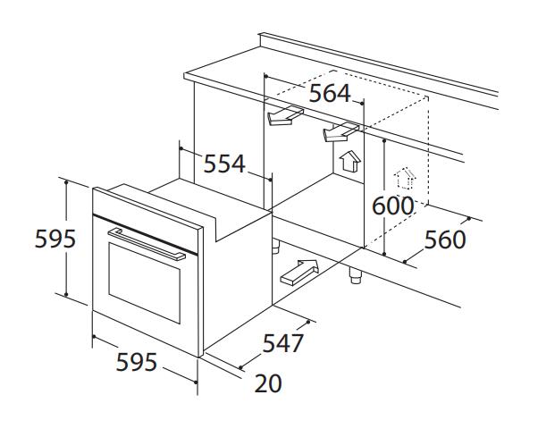 FALCO 60CM Eye Level Oven, 7 Function-BIL67TB2-B1