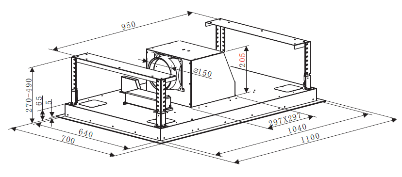 FALCO 110cm Black Glass Ceiling Extractor (Touch Control + Remote Control) - Built-in -FAL-100-38ABL
