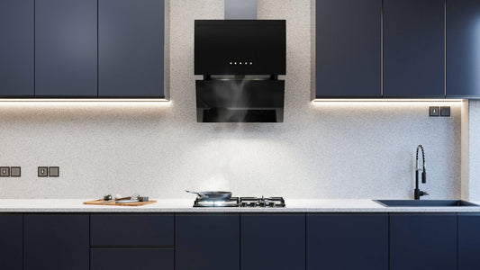 Falco 60cm Black Glass Wall Mount Motorised Extractor - FAL-60-S03D