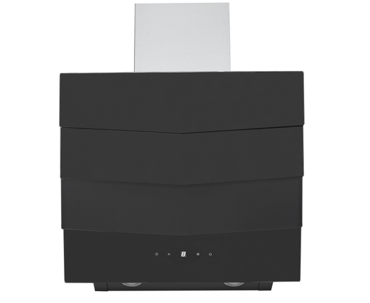 Falco 60cm Slanted 3 Panel Black Glass Wall Mount Motorised Extractor - FAL-60-S03D3