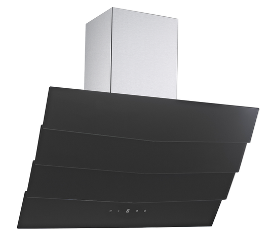 Falco 90cm Slanted 3 Panel Black Glass Motorised Wall Mount Extractor - FAL-90-S03D3