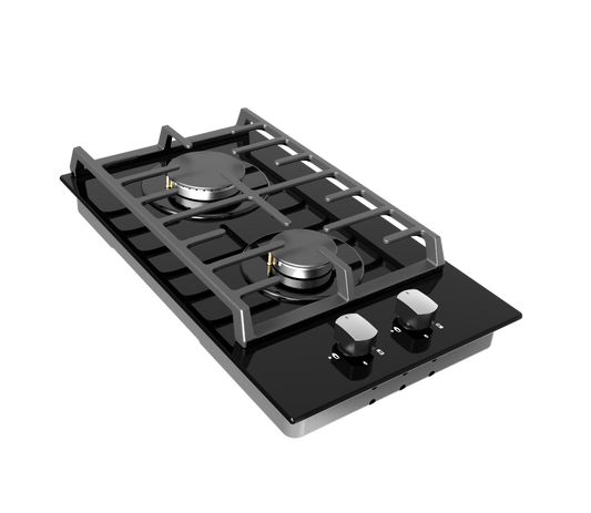 Falco 30cm 2 Plate Black Glass Gas Hob FAL-BGH-30
