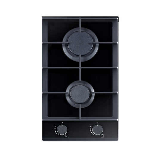 SNAPPY CHEF 30cm 2 Burner Gas Hob - Tempered Glass - Black - SCG003