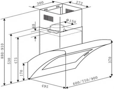Falco 90CM 45 Degree S/Steel Chimney Extractor AWS-S51B 90CM