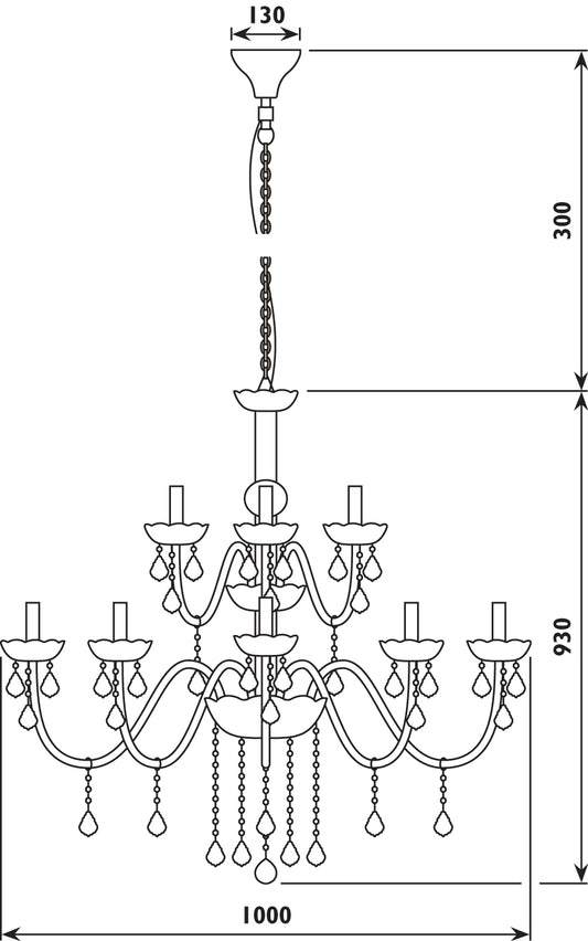 Radiant JP500 Chandelier-230V - ASH 18-Light - Artisans Trade Depot