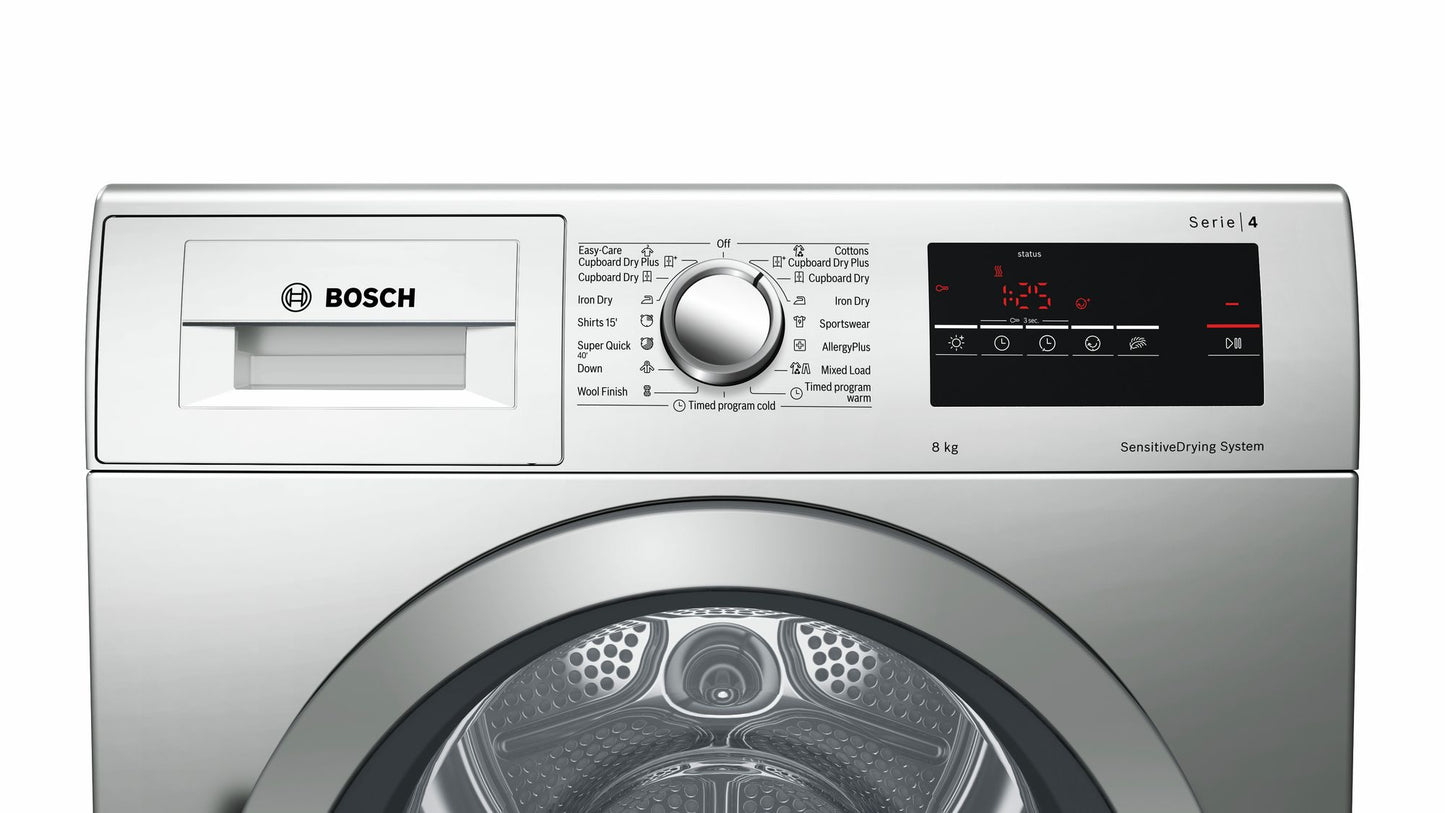 Bosch Condenser Tumble Dryer 8kg-Inox-easyclean - Serie 4 - WTM8327SZA - Artisans Trade Depot