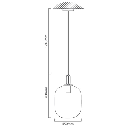 EUROLUX Glass Pendant - 1 Light - 450mm Matt Black/Smokey Grey Glass - P1109SG