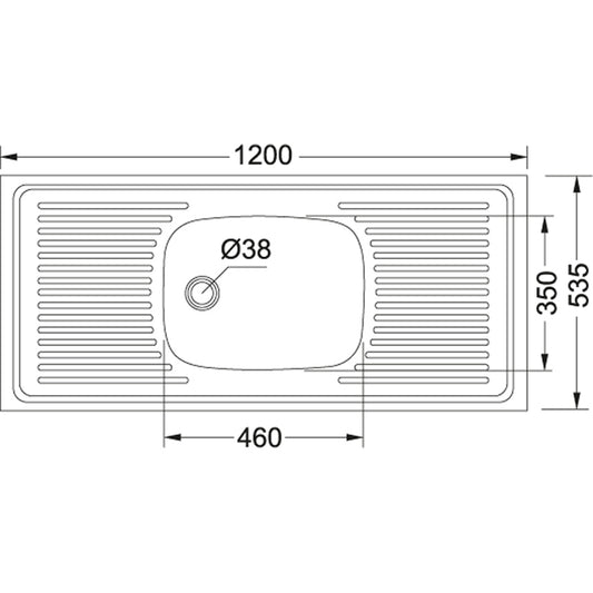 Trendline 712 "Drop On" Kitchen Sink - 1200mm x 535mm - Artisans Trade Depot