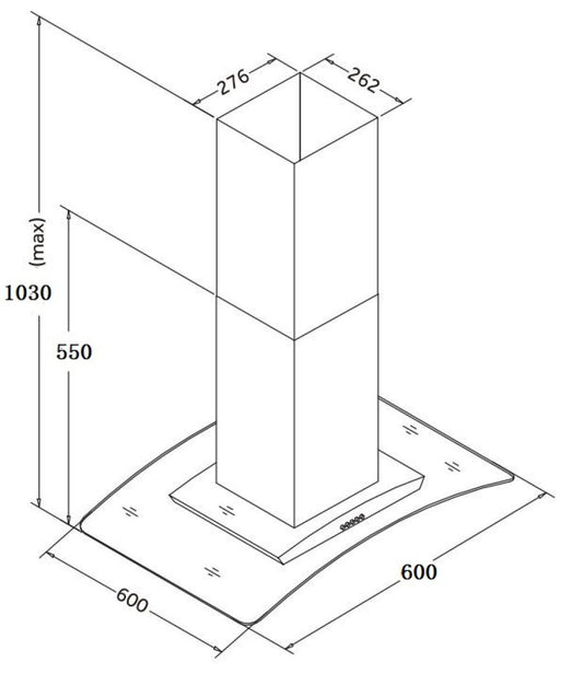 FALCO 60CM FAL-60-IS60A ISLAND Curved GLASS EXTRACTOR