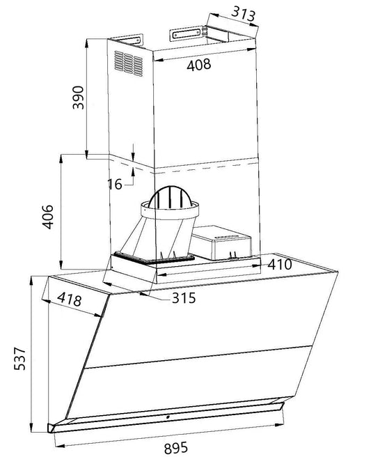Falco 90CM 45 Degree Wall Mount Extractor With Gesture Control FAL-9038