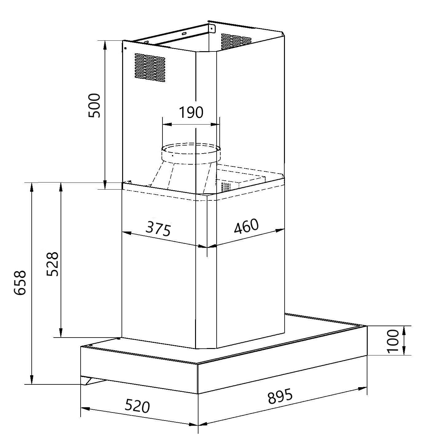 Falco 90CM T-Shape Wall Mount Extractor With Smoke Guide Plate FAL-9096