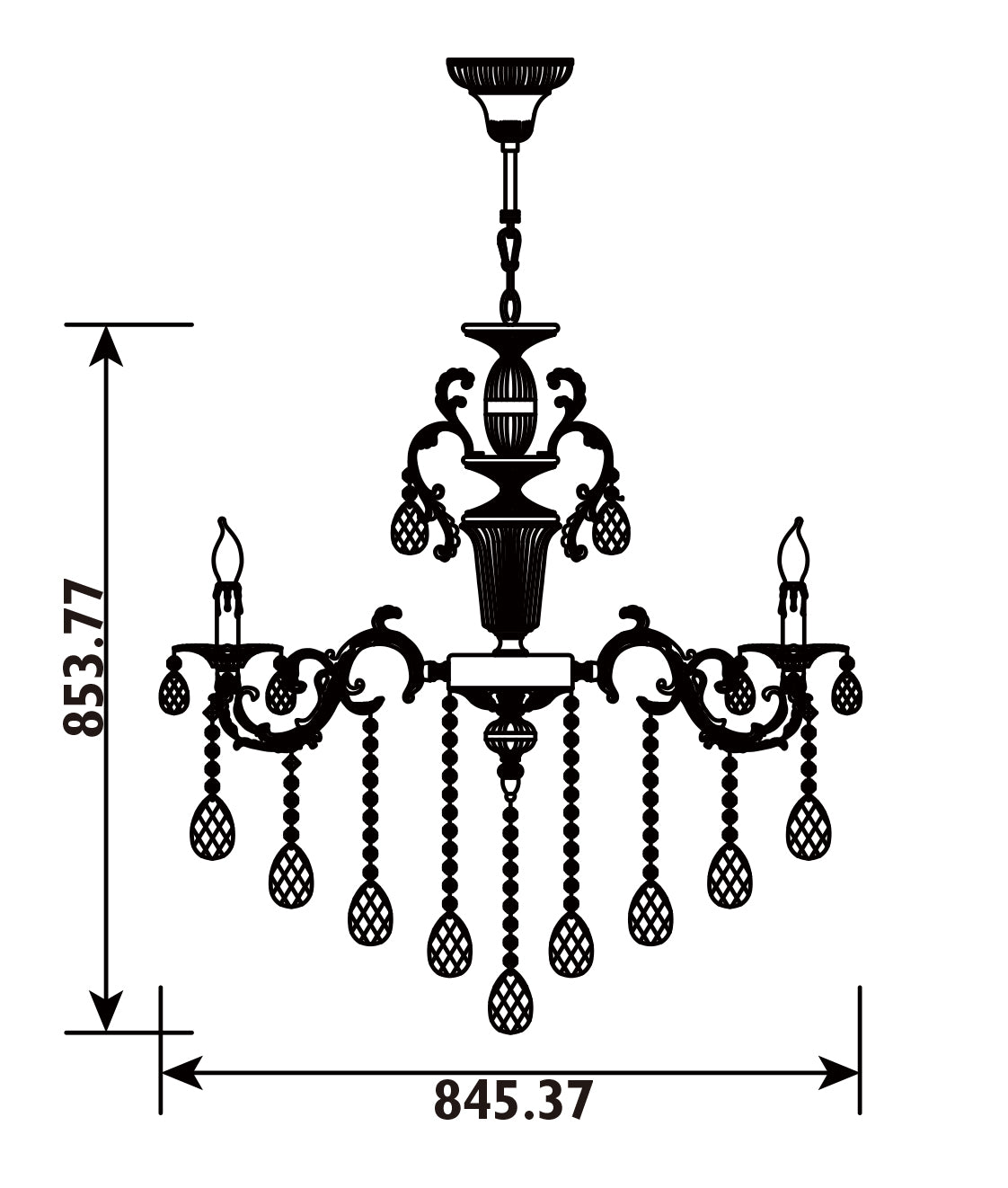 Radiant JP503 Chandelier-230V - Phil 8-Light - Artisans Trade Depot