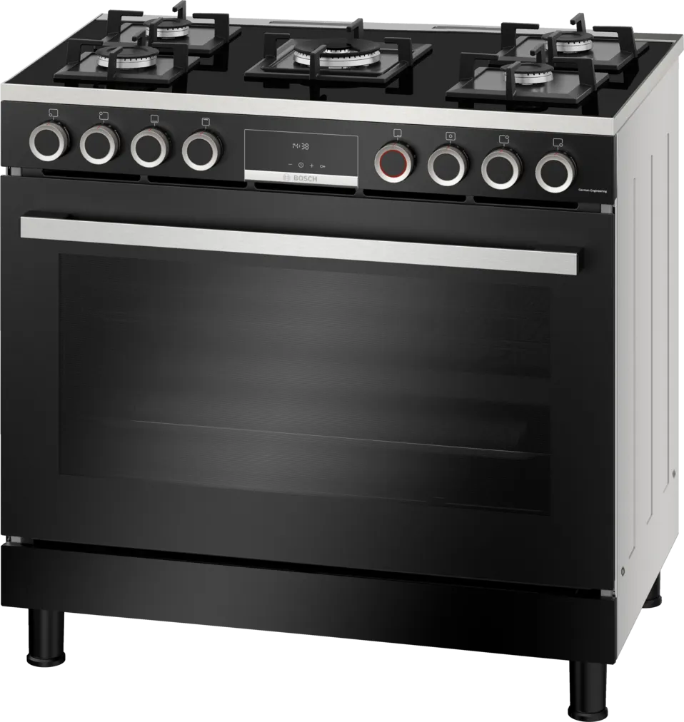 Bosch 90cm Freestanding Gas Range Cooker - Black - Serie 8- HJY5G7V60Z