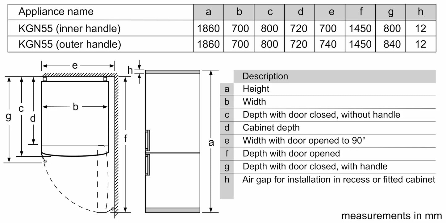 Bosch Series 4 Freestanding Fridge-freezer (Bottom freezer) 186 x 70 cm Stainless steel KGN55VI20Z