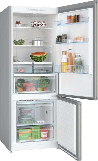 Bosch Series 4 Freestanding Fridge-freezer (Bottom freezer) 186 x 70 cm Stainless steel KGN55VI20Z