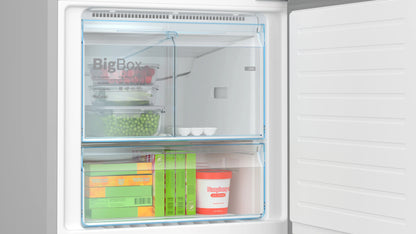 Bosch Series 4 Freestanding Fridge-freezer (Bottom freezer) 186 x 70 cm Stainless steel KGN55VI20Z