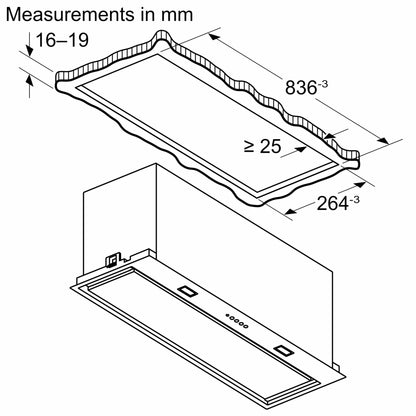 BOSCH 84 cm Canopy Under Cabinet Extractor Hood Stainless steel  - Serie 6 - DLN87AC50