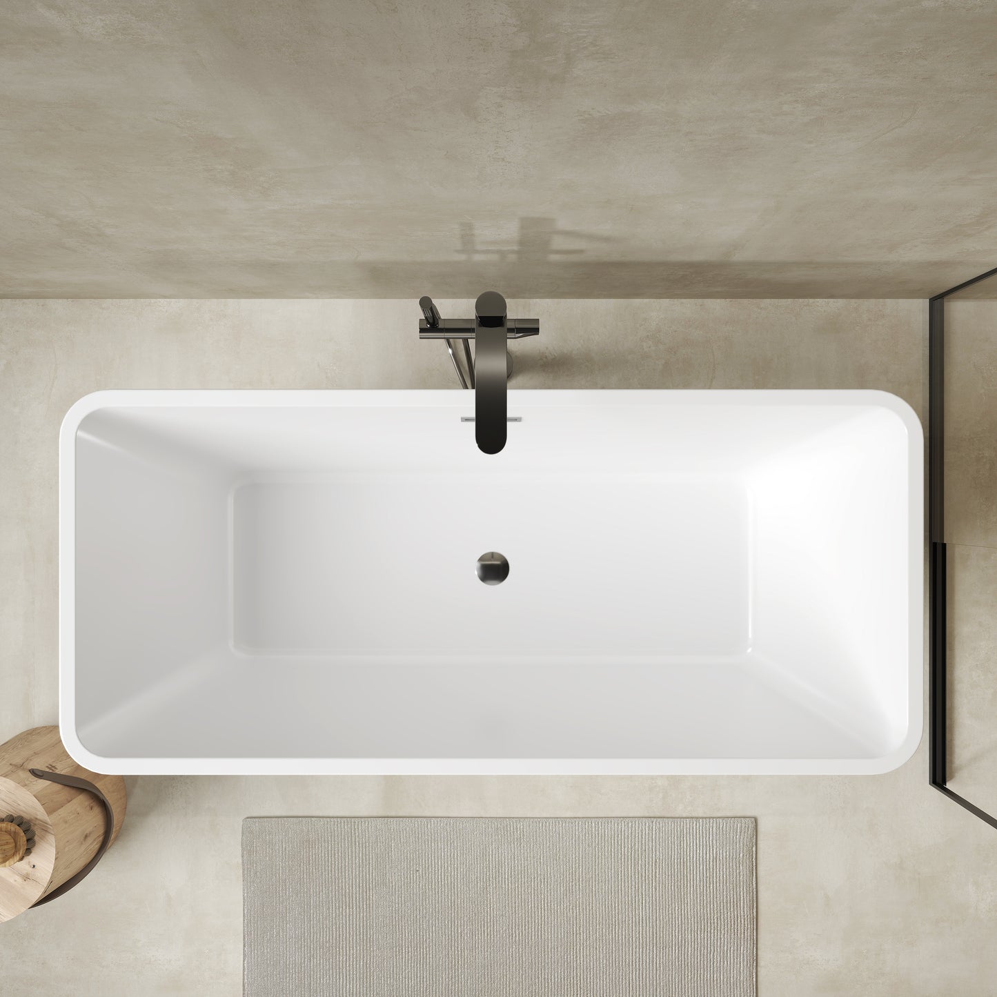 BAUHAUS Cubic Freestanding Bath Tub - White - 1680 x 750 x 580mm