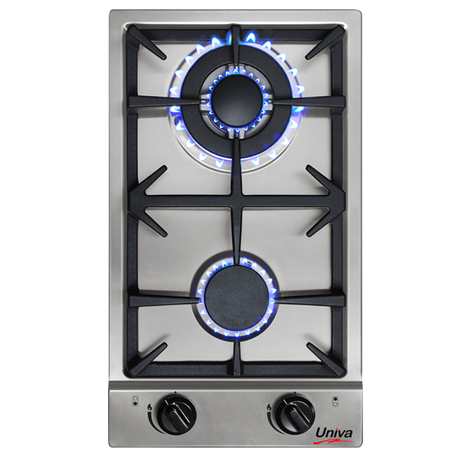 UNIVA UGH02S -  2 Burner 30cm Built-in Domino Gas Hob - Stainless Steel
