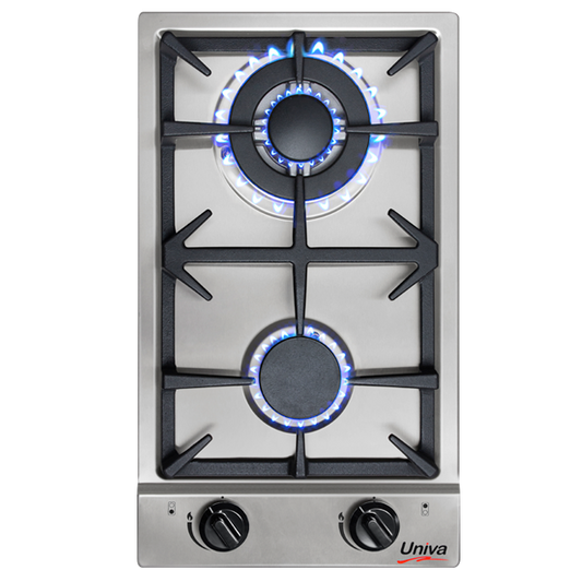 UNIVA UGH02S -  2 Burner 30cm Built-in Domino Gas Hob - Stainless Steel