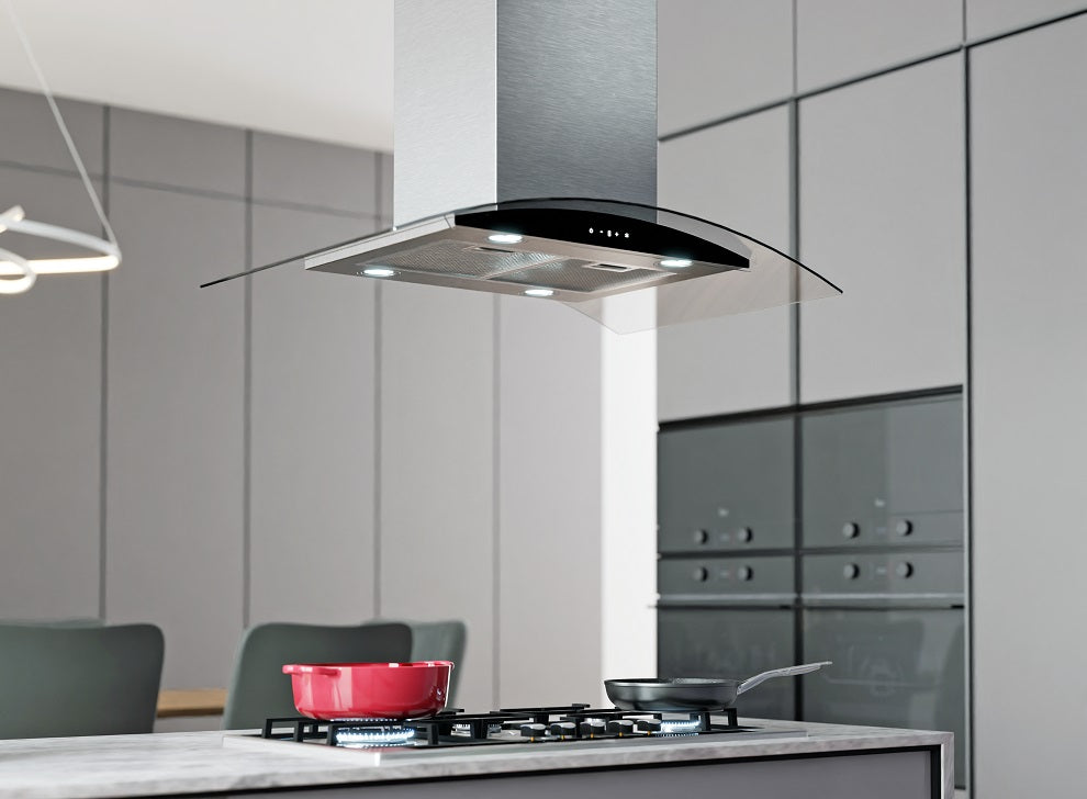 Falco 90CM Island Curved Glass Extractor - AR-90-809