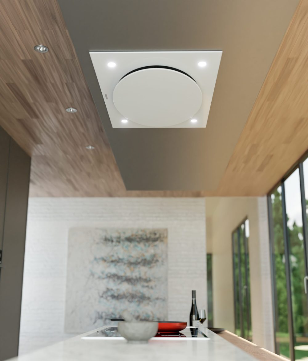 FALCO 110cm White Glass Ceiling  Extractor (Touch Control + Remote Control) - Built-in -FAL-100-38WH