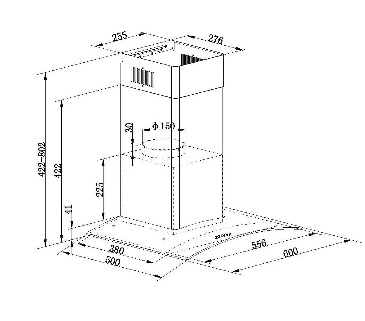 FALCO 60CM FAL-60-38SG-B Wall Extractor