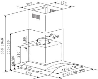 FALCO 60cm Wall Mount EXTRACTOR - FAL-60-38SG