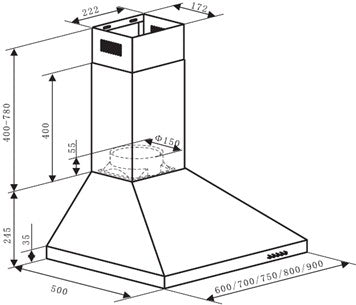 FALCO 60cm Wall Mount EXTRACTOR - FAL-60-52S