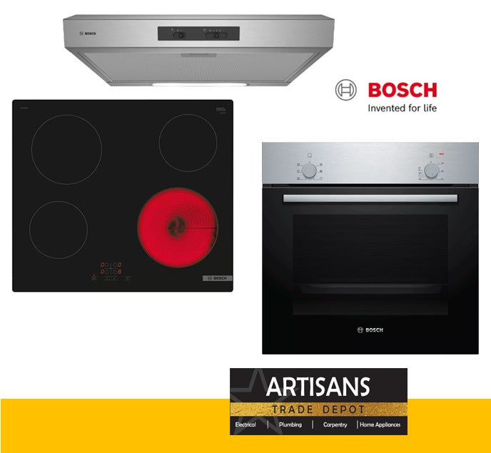 BOSCH Built-In 3-Piece Combo -  Electric Oven, Electric Hob & Under-Cabinet Extractor