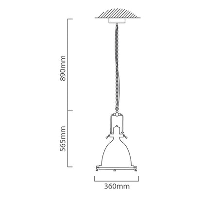 EUROLUX Starboard Pendant - 1 Light - 360mm Steel - Chrome - P612