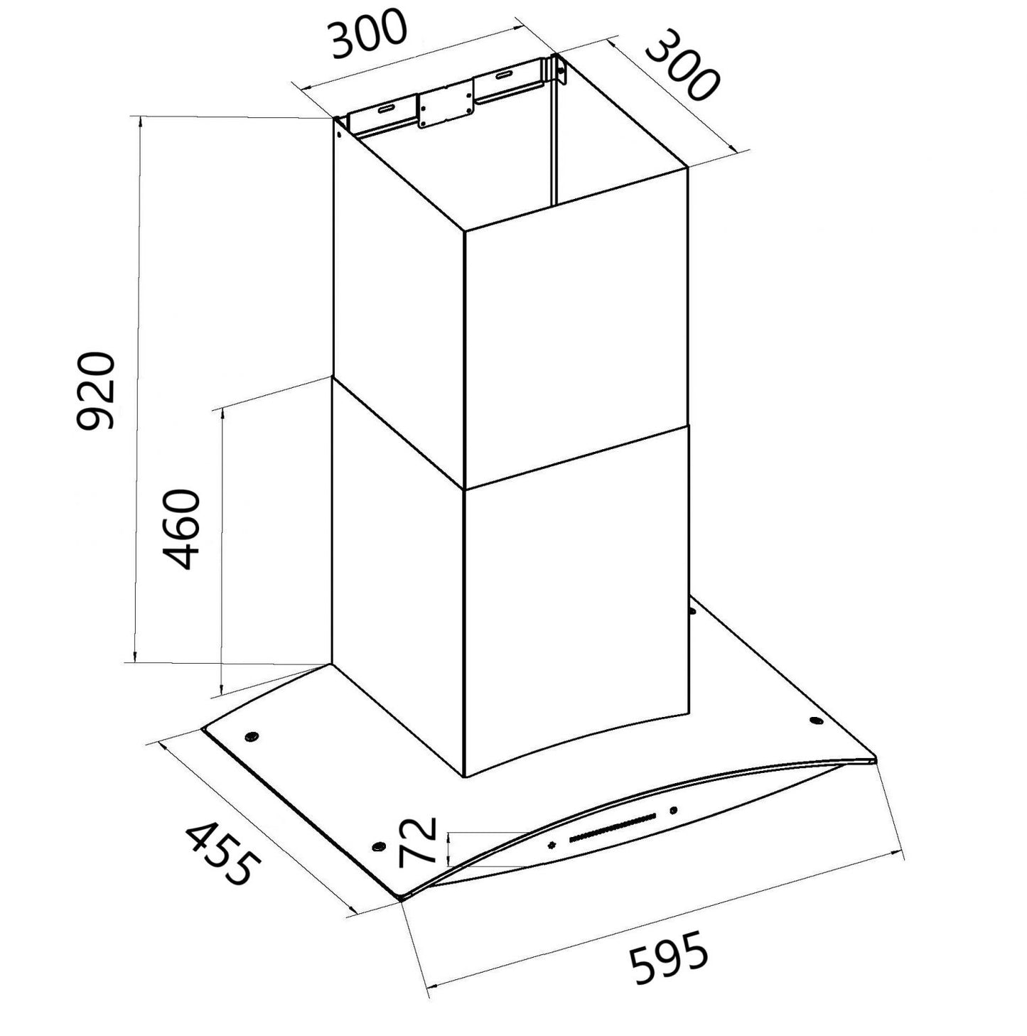 FALCO 60CM Curved Glass Stainless Chimney Extractor FAL-6068