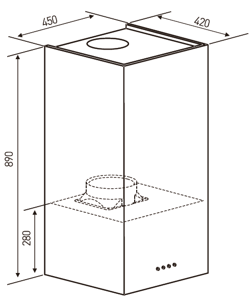 Falco 45cm Square Wall Mounted Stainless Steel Extractor - FAL-45-SQS