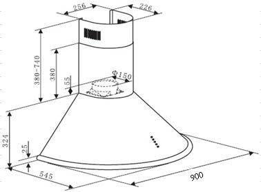 Falco 90cm Round Type S/Steel Chimney EXTRACTOR FAL-90-55RDS