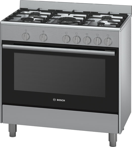 BOSCH 90cm Freestanding Gas Cooker - Stainless Steel - Serie 2 - HSG734357Z - Artisans Trade Depot