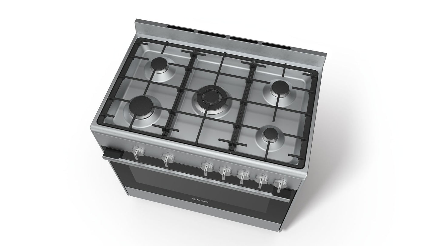 BOSCH 90cm Freestanding Gas Cooker - Stainless Steel - Serie 2 - HSG734357Z - Artisans Trade Depot