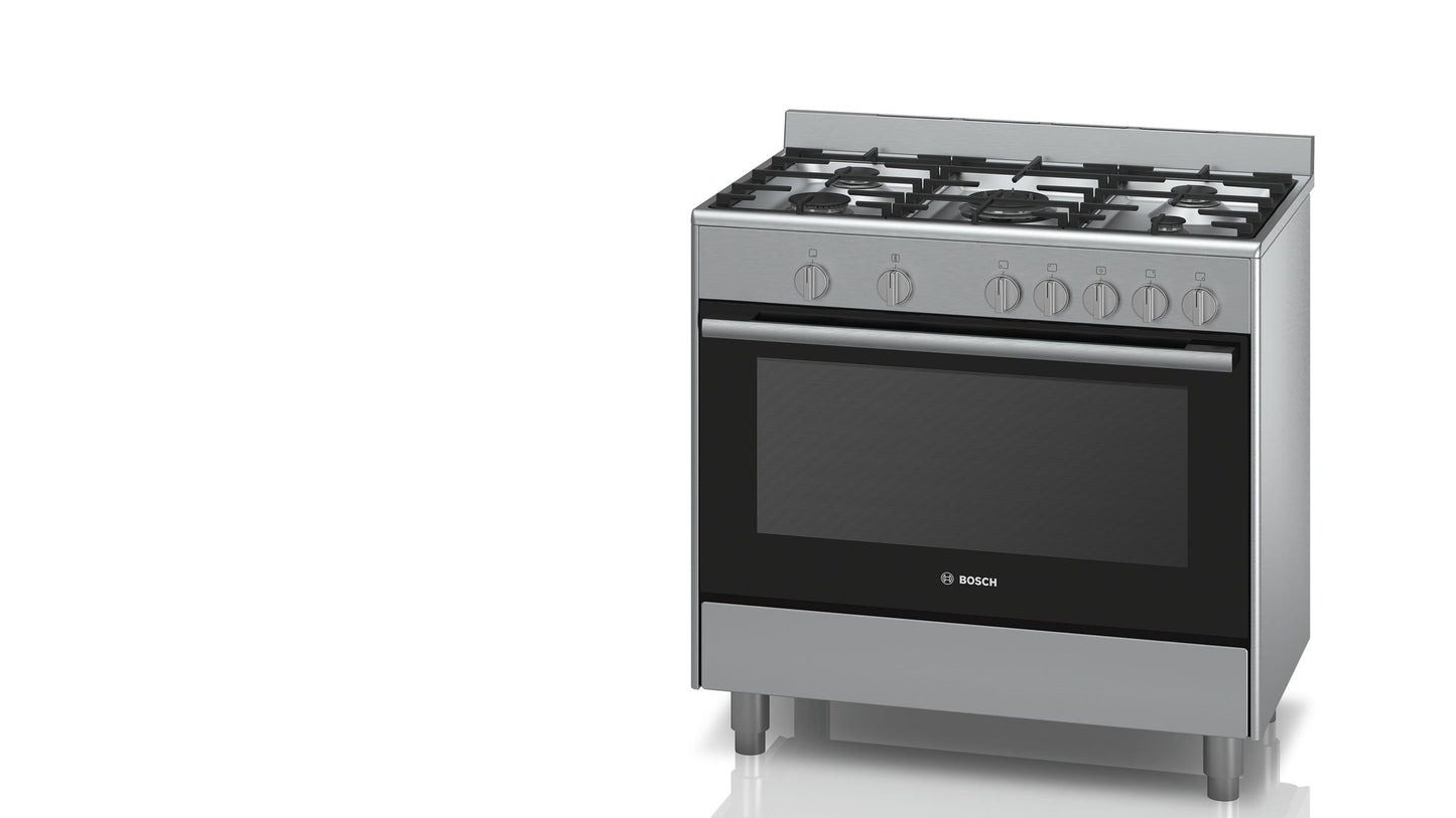 BOSCH 90cm Freestanding Gas Cooker - Stainless Steel - Serie 2 - HSG734357Z - Artisans Trade Depot