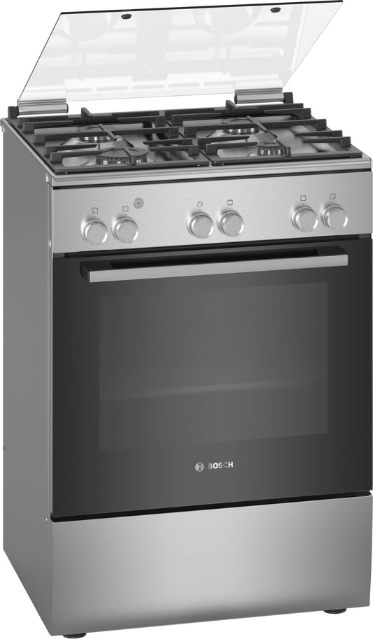 BOSCH 60cm Free Standing Gas Cooker - Stainless Steel - Serie 2 - HGA120E50Z - Artisans Trade Depot