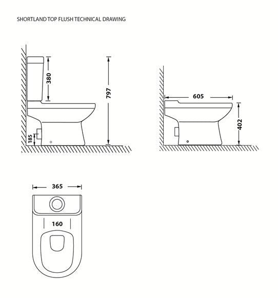 BETTA Shortland Toilet Suite - Top Flush - Artisans Trade Depot