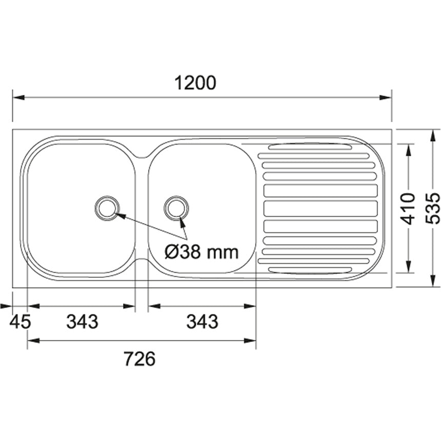 Trendline 721 "Drop On" Kitchen Sink - 1200mm x 535mm - Artisans Trade Depot