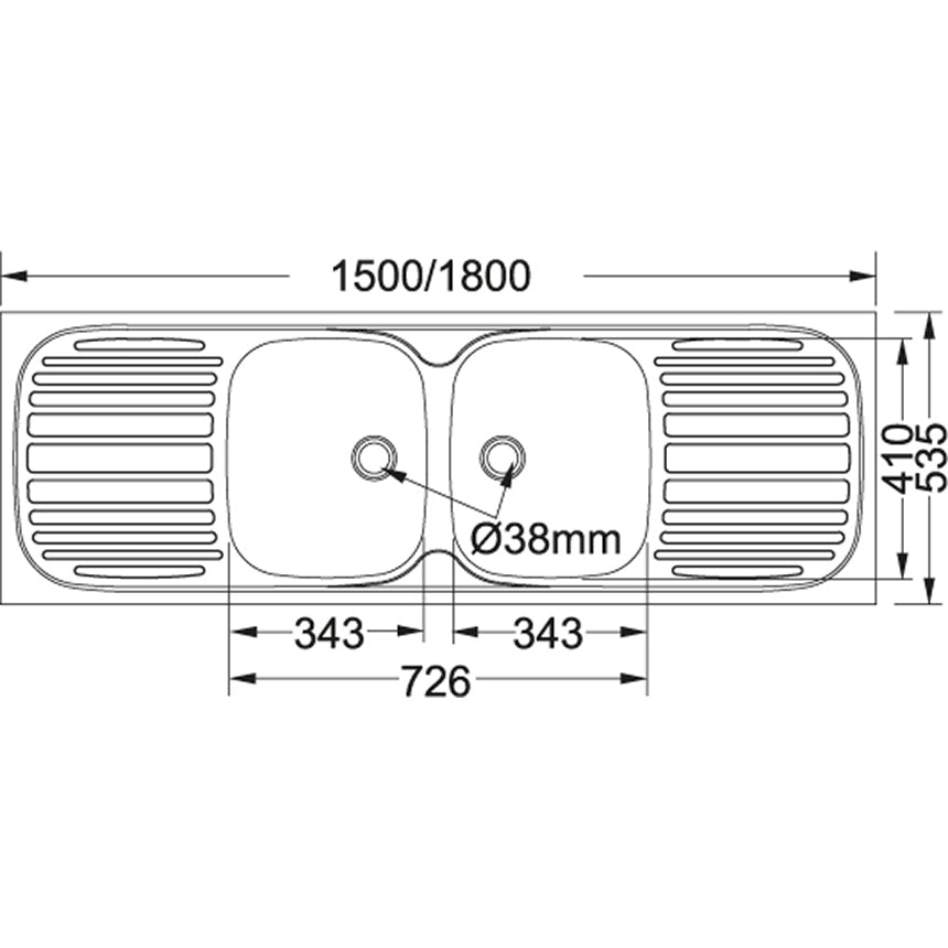 Trendline 722 "Drop On" Kitchen Sink - 1500mm x 535mm - Artisans Trade Depot