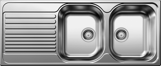 Double Bowl Kitchen Sink - Inset/ Drop-In - Stainless steel - Blanco Tipo 8S
