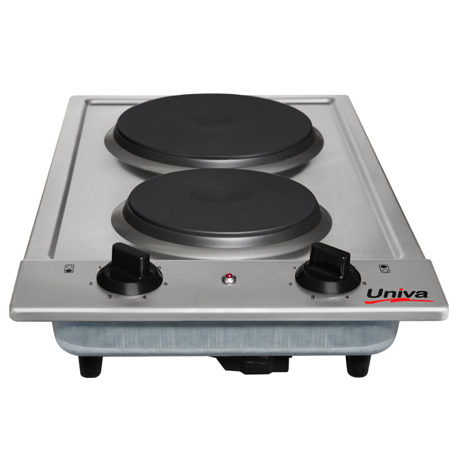 UNIVA Built in Electric Hob - Solid Plate - UDH02SS - Stainless Steel