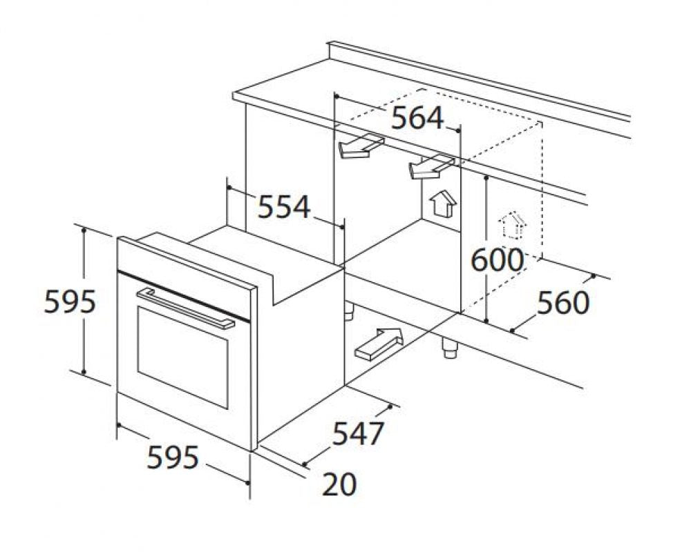 FALCO 60CM Eye Level Oven, 6 Function-BIL66M2-A1